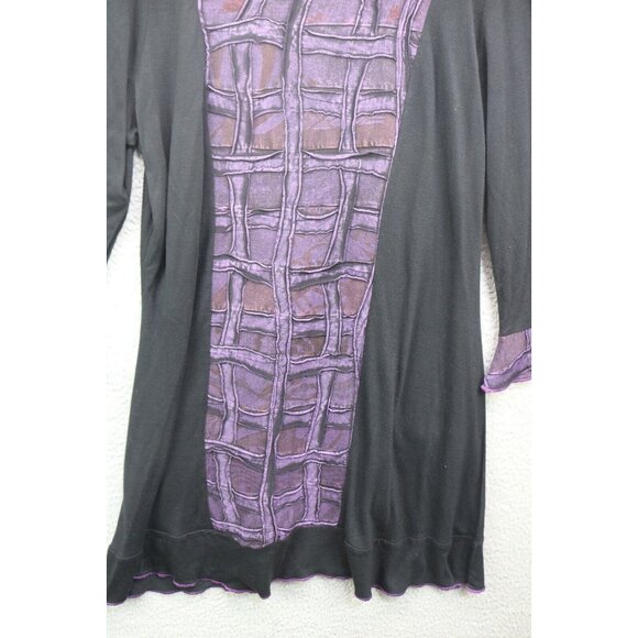 Parsley & Sage Purple and Black 3/4 Sleeve Dress-Size Large-BOHO-Whimsigoth - Picture 9 of 11